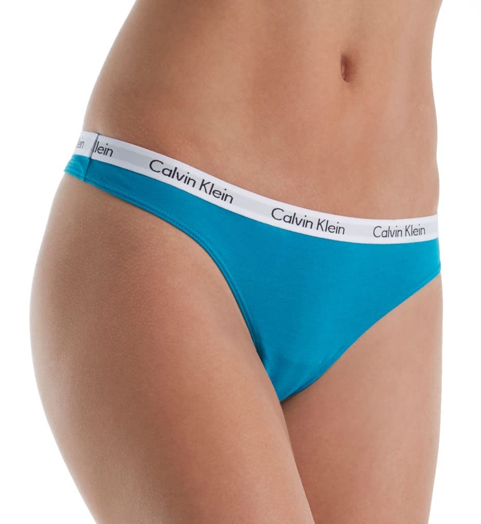 Calvin Klein Women's Carousel Logo Cotton Stretch Thong Panties, 3 Pack: Black/White/Grey Medium