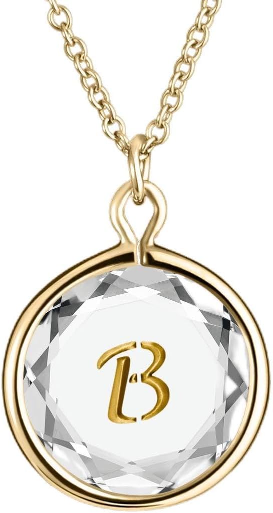 LovePendant/Necklaces Engraved and Enameled Swarovski Crystal Initial B Pendant/Necklace in Sterling Silver