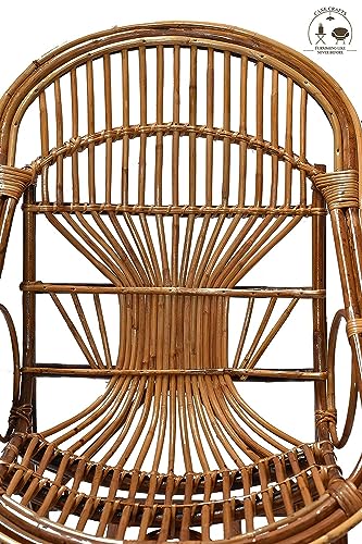 Image of CANE CRAFTS Premium Modern Bamboo Chairs | Relax in Style with Our Handcrafted Cane Chairs | Chairs for Living Room, Dining Room, Bedroom, Office, Garden | Dust Free | Brown (Set of 2)