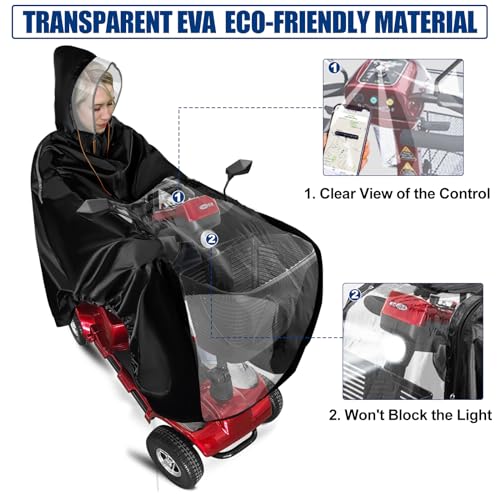 ZHOUMADE Mobility Scooter Rain Cover 420D Oxford Fabric and EVA Fabric Large Wind Proof Scooter Cape Rain Cover Waterproof Outdoor Wheelchair RainPoncho Elderly Bicycle Raincoat - Image 4