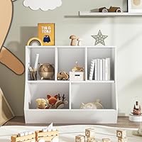 oneinmil Kids Bookshelf, Toy Storage Cubby, Children's Toy Shelf, 35.4\" L Storage Cabinet, Fit for Children's Room, Hallway, Kindergarten and Playroom, White