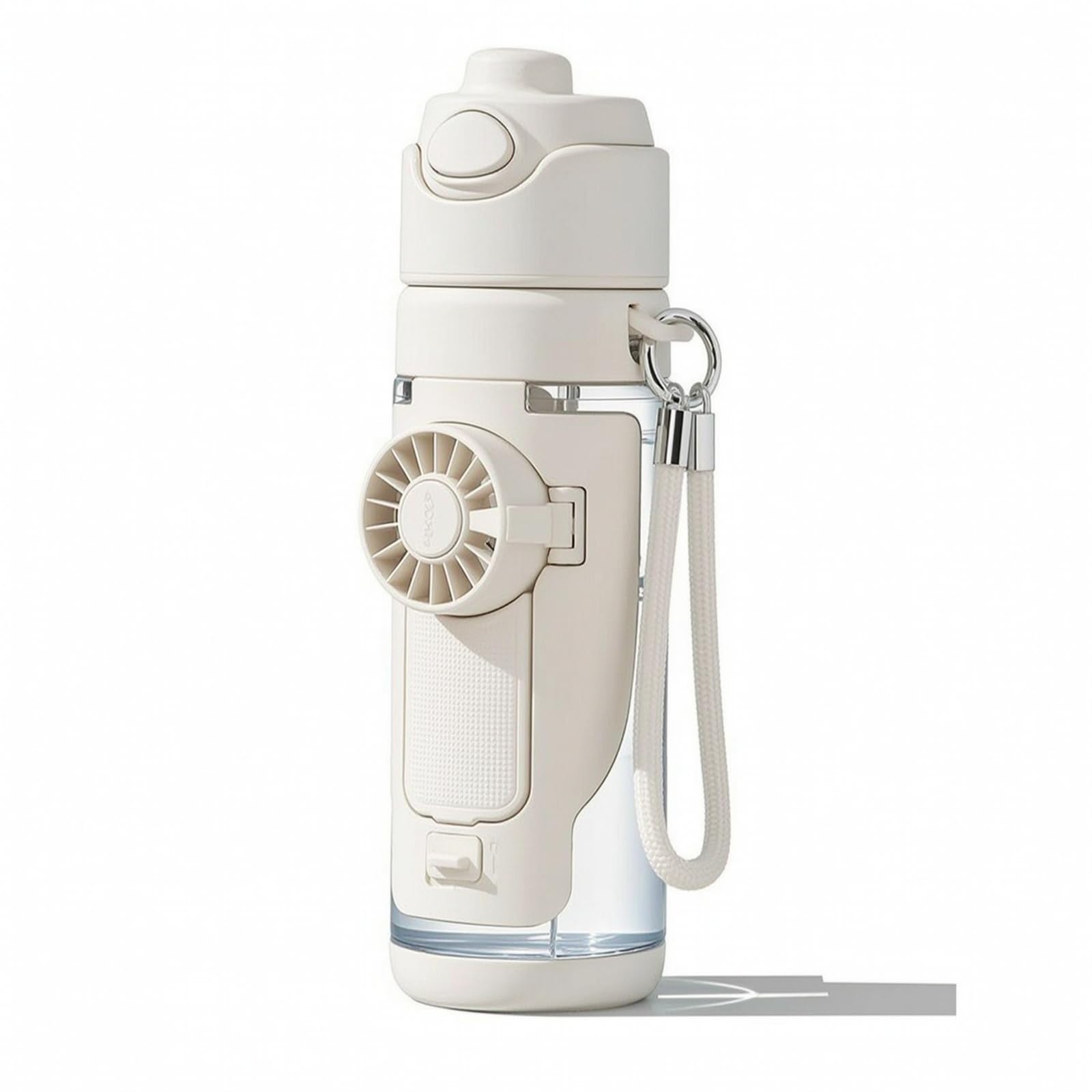 Colcolo Tragbare Kühlflasche Trinkflasche Wasserflasche Becher mit Eingebautem Mini Und Vielseitigem Doppeltrink Deckel aus mit Seitenriemen für Pendeln Fitness Camping Wanderung, Weiß