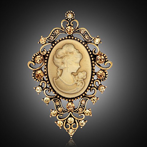 Image of lureme Vintage Elegant Victorian Lady Beauty Cameo with Crystal Brooch Pin (br000017)