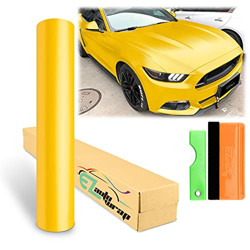 12'X60' (1Ftx5Ft) Yellow Matte Metallic Satin Pearl Vinyl Wrap Sticker Sheet Film Car Auto Vehicle Diy Decal Bubble Free Air Release Self Adhesive Peel And Stick Free Tool Kit