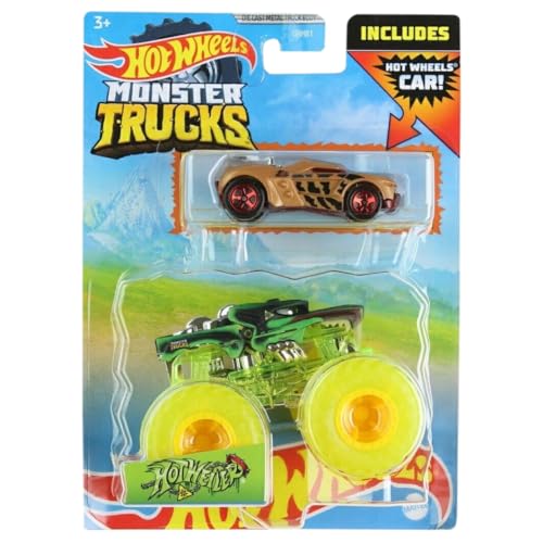 Hot Wheels Monster Trucks Hotweiler con auto Growler miniatura 1