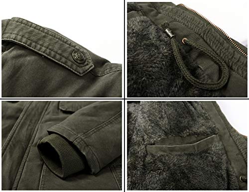 Image of Men's Winter Thicken Coat Casual Military Parka Jacket with Removable Hood