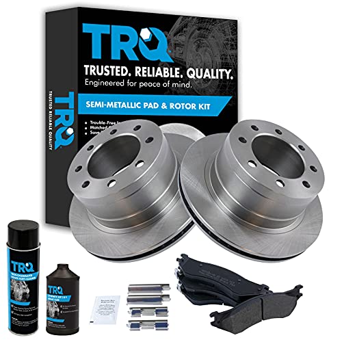 Image of TRQ Rear Brake Pad & Rotor Kit, with Chemical Kit Semi-Metallic Compatible with 2006-2008 Dodge Ram 1500 2003-2008 Ram 2500, 3500