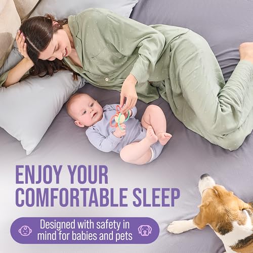 Luxury Grounding Sheets Queen 22% Silver Fiber, 74% Cotton, 4% Silk, SGS Quality Certified Grounded Well Bed Sheet - Conductive Earth Fitted Sheet for Better Sleep, Grey - Image 4