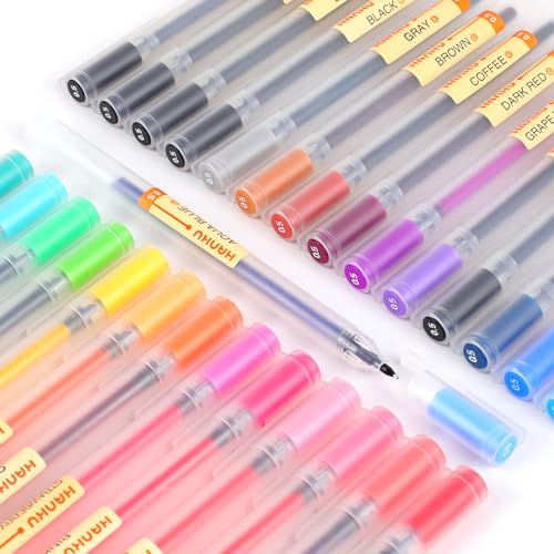 Fine Tip Colored Gel Pens, 28-Count 0.5mm Fine Point Pen, Smooth Writing Pens No Bleed Through, Ballpoint Planner Pen for Bible Journaling, Adult Coloring, Note Taking, Office School Supplies