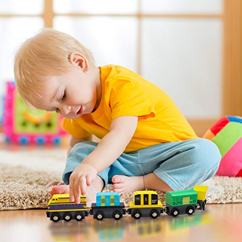 Kurtzy Houten Magnetische Trein Speelgoed Set met Opslag Doos (12 Pak) – Educatieve Locomotief voor Jongens & Meisjes 3+ jaar – Trein Voertuig Auto’s Compatibel met de Meeste Merk Trein Banen - Image 7