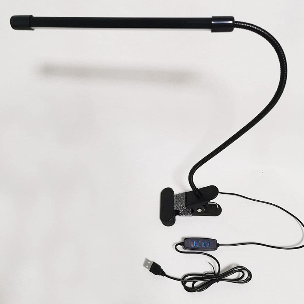 Clip-Lichter Klemmlampe Klemmleuchte Clip Schreibtischlampe Schlauch-Plug-In-Wohnheim Led-Leselampe, Augenschutz, Lesen Und Lernen, Cliplampe-Warmweiß - Schwarz