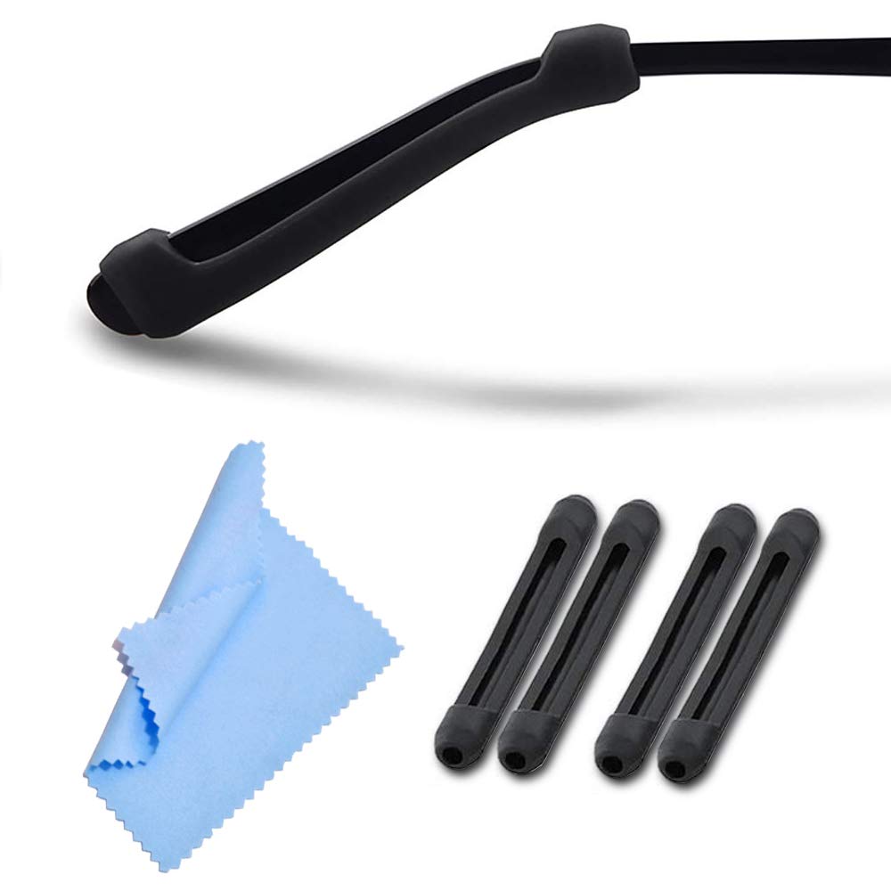 Eyeglass Ear Grip - Soft Comfortable Anti-slip Holder, Silicone Ear Hook, Eye glass Temple Tips Sleeve Retainer for Glasses,Sunglasses, Sport Eyeglass Strap (Black)-image-25