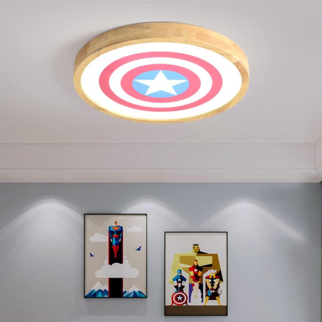 Capitan America LED Lampada A Soffitto Rotonde Design Plafoniera Cartoon Camera Dei Bambini Illuminazione Ragazzo Cameretta Luci Dimmerabile Con Telecomando Ultra Sottile Lampadario,40cm