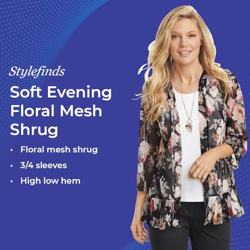 Floral Mesh Cardigan for Women, Sheer Open Front Jacket with 3/4 Sleeves, Lightweight Elegant Cover Up2