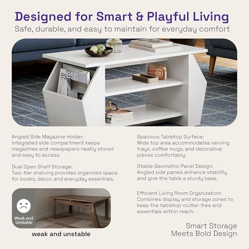 Image of Wakefit Center Table | 1 Yr Warranty | Coffee Table for Living Room Wooden, Tea Table for Living Room Wooden, Sofa Table, Free Installation from Brand, Modern Multi-Functional & Wobble-Free(Clyra)
