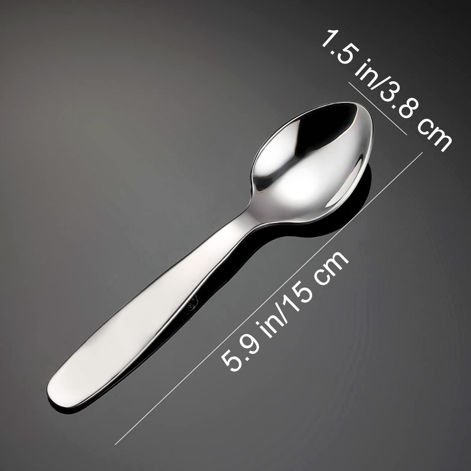 VANRA Set di posate per bambini in acciaio inox 18/8 di alta qualità, 15 cm, set di 4 posate per casa e scuola (4 cucchiai)