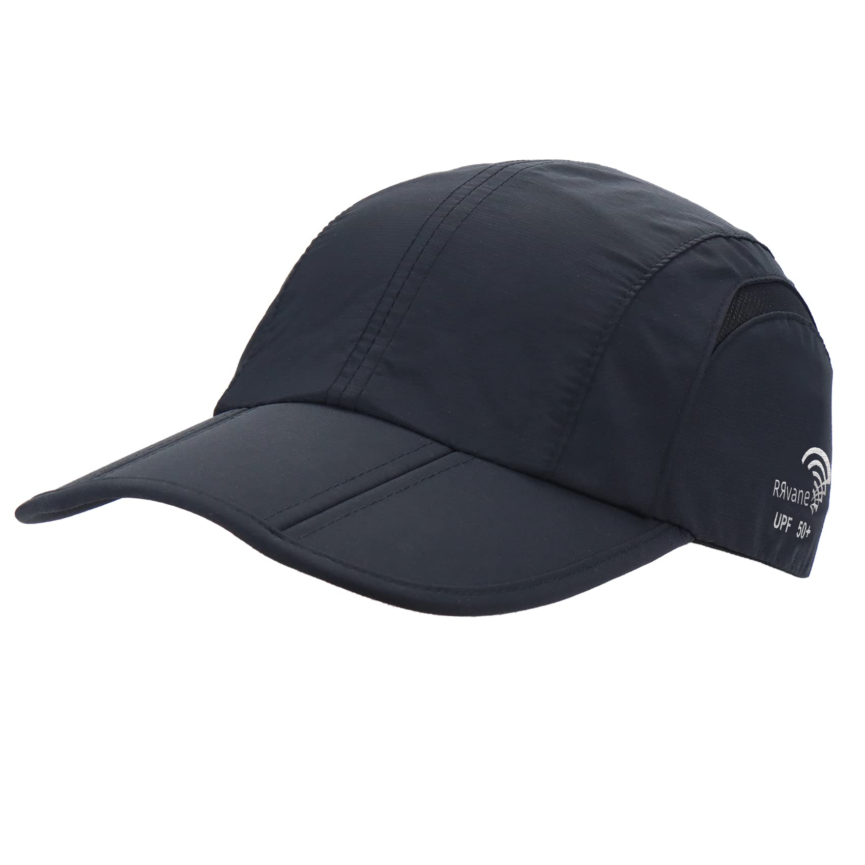 RRvane Folding UPF50+ Sun Protection Hat, Quick Dry Baseball Cap Portable Adjustable Outdoor Sports Hats for Men, Women (Black-B, Classic)