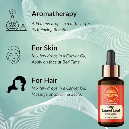 Image of Bay Laurel Leaf Essential Oil (Laurus nobilis) 100% Natural Pure Steam Distilled For Face, Skin, Hair, Body, DIY Candle Making | with Glass Dropper 0.50 Fl Oz (15ml)