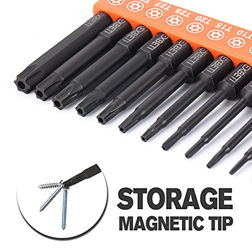 Rexbeti 24 Piece Torx Head Screwdriver Bit Set, Magnetic 1/4 Inch Hex Shank S2 Steel Tamper Resistant Star Bits Set, 1" And 2.3" Long Drill Bit (24-Torx Bit Set) #TOP5