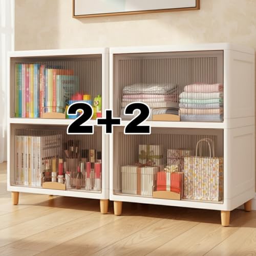 Image of mechdel Cupboard Rack for Clothes Plastic Cabinet for Storages Foldable Wardrobe for Clothes Plastic Cloth Rack for Storages Clothe Storage (Cupboard Rack-1 Door - Transparent, 2+2 (Set))