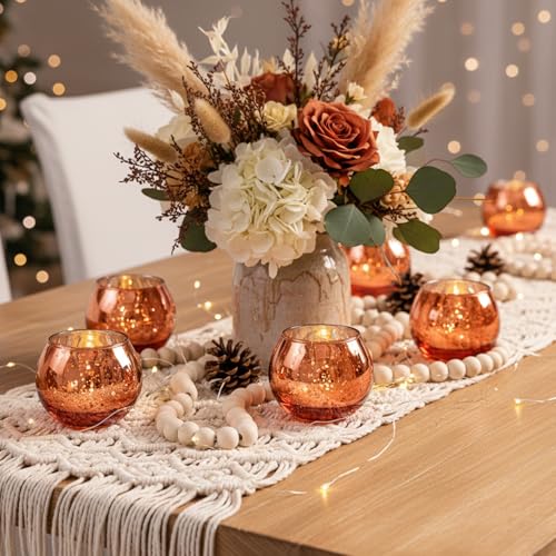LAMORGIFT 24 Pcs Burnt Orange Candle Holders- Mercury Glass Candle Holders for or Boho Wedding Centerpieces, Bridal Shower, Party Table Decor, Fall and Holiday Home Decoration by LAMORGIFT - Image 3