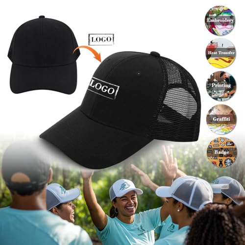 Image of ZH 24 Pack Blank Mesh Trucker Hats, Bulk Baseball Caps Adjustable for Men and Women, Wholesale Plain Snapback Caps