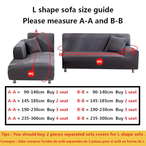Housse canapé d'angle lavable en machine, protège canapé jacquard 2+2 - 5