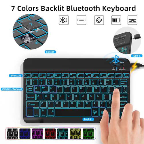 Image of JUQITECH Slim Soft Backlit Keyboard Case for Samsung Galaxy Tab S9 FE 5G 10.9 inch & 11 inch with Multi-Angle Stand, S Pen Holder & Support