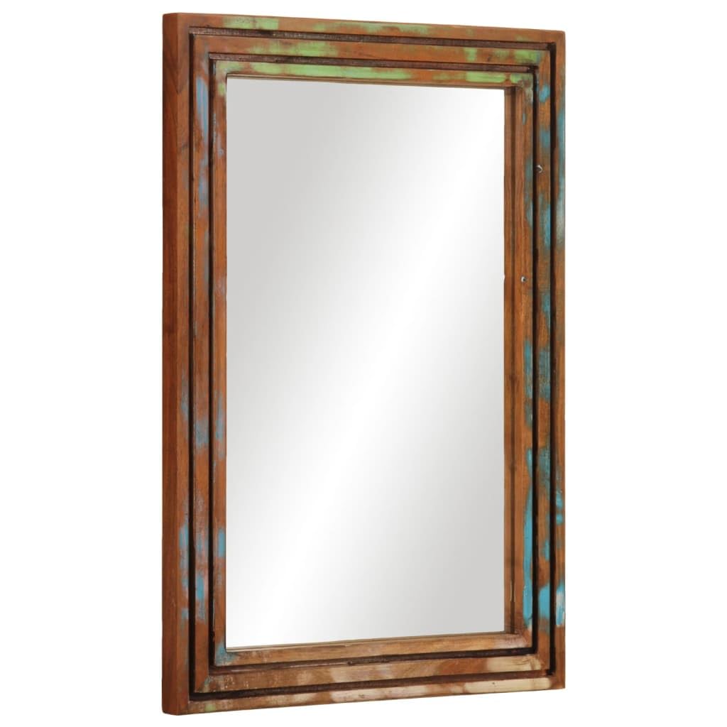 Espejo de baño 50x70 cm Acacia maciza y vidrio montado en la pared