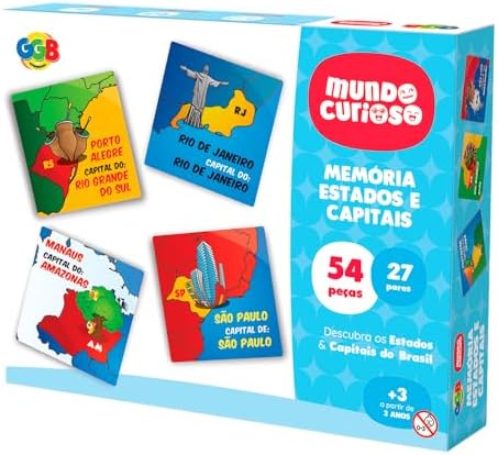 Jogo da Memória Estados e Suas Capitais, GGB Plast, Multicor