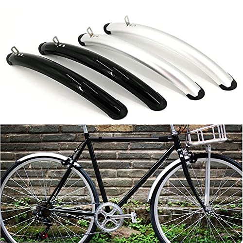 Błotniki, Błotnik rowerowy 700C Rower szosowy Przedni tylny błotnik Rower retro Ostre koło Błotnik rowerowy Praktyczne części rowerowe Srebrny Czarny (Color : Silver 1pair)