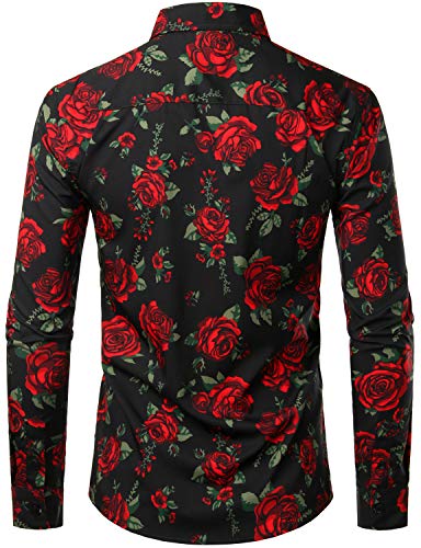 ZEROYAA Men's Fashion Urban Design 3D Printed Slim Fit Long Sleeve Button Up Dress Shirts2