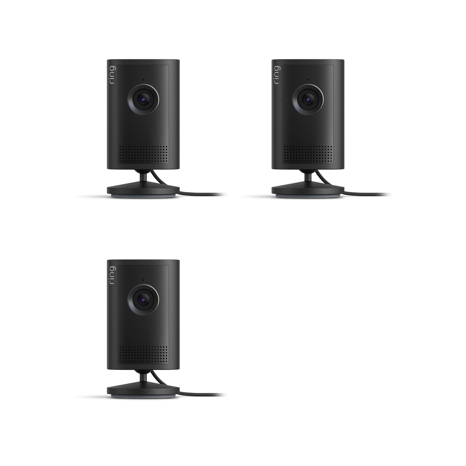 Ring Indoor Cam Plus (newest model), Home or business security, Retinal 2K for crisp, true-to-life video quality, 4x Enhanced Zoom, Low-Light Sight, 3-pack, Black