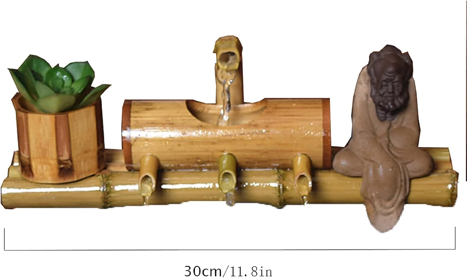 Garden Waterscape Outdoor Fountain Bamboo Fish Tank Water Recycling Feng Shui Decorative Fountain Living Room Waterscape Home Office Decoration Crafts Wedding Gift (2 (35cm/13.7inch)) ()