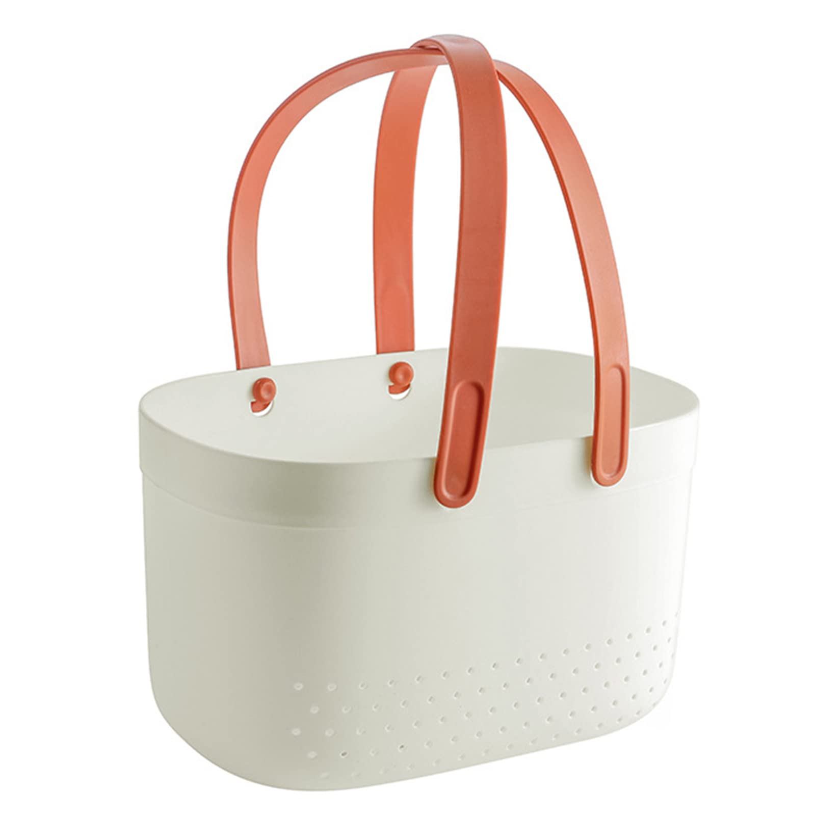 NOENNULL Plastic Storage Basket with Handle Portable Shower Caddy Organizer Basket for Bathroom Kitchen Dormitory Bedroom White