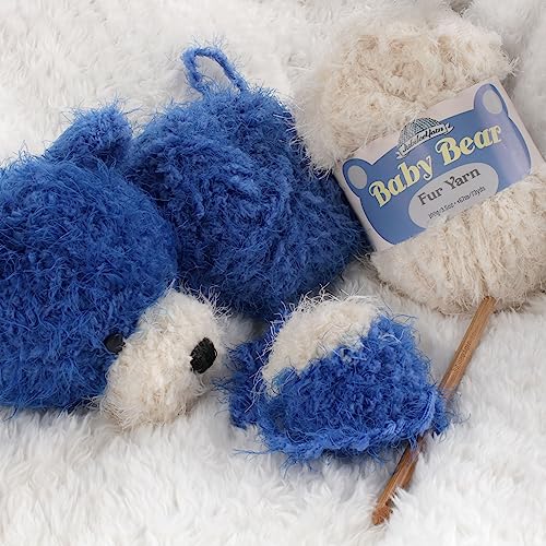 JubileeYarn Baby Bear Yarn - Chunky Weight Polyester Fur - 100g/Skein - Royal Blue - 4 Skeins, 16 Royal Blue - Image 4