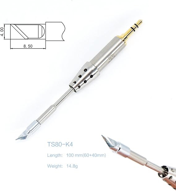 Original Soldering Iron Tip Replacement for TS80 Mini Portable Outdoor Soldering Iron Kit (B02/J02/BC02/K4/D25 Tip) (K4)