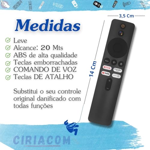 Ciriacom Controle Remoto Compatível com Mi Box 2ª Gen. Com Comando De Voz - Compatível, substitui o