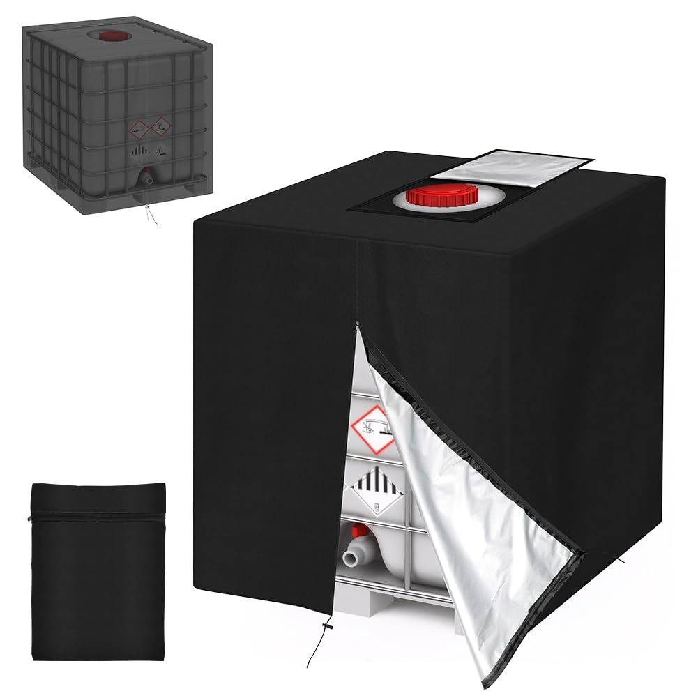 AOOWU IBC Tank Cover, 1000L IBC Water Tank Cover, Waterproof Oxford Fabric Water Tank Cover, Water Tank Protection Cover with Zipper, Windproof Anti-UV Dust-Proof IBC Container Covers, IBC Covers
