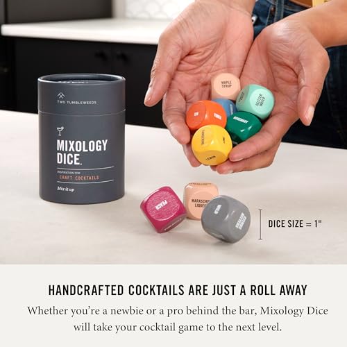 Two Tumbleweeds Mixology Dice - New Edition: Set of 9 Dice to Inspire Craft Cocktails & Mocktails with Recipe Booklet - Unique Gift for Kitchen or Bar
