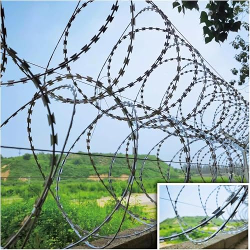 LLHTTDMBDFC Alambre De Espino, Alambre De Púas, Cercado de Alambre de púas galvanizado La protección práctica del cercado de Alambre de púas(30cm)