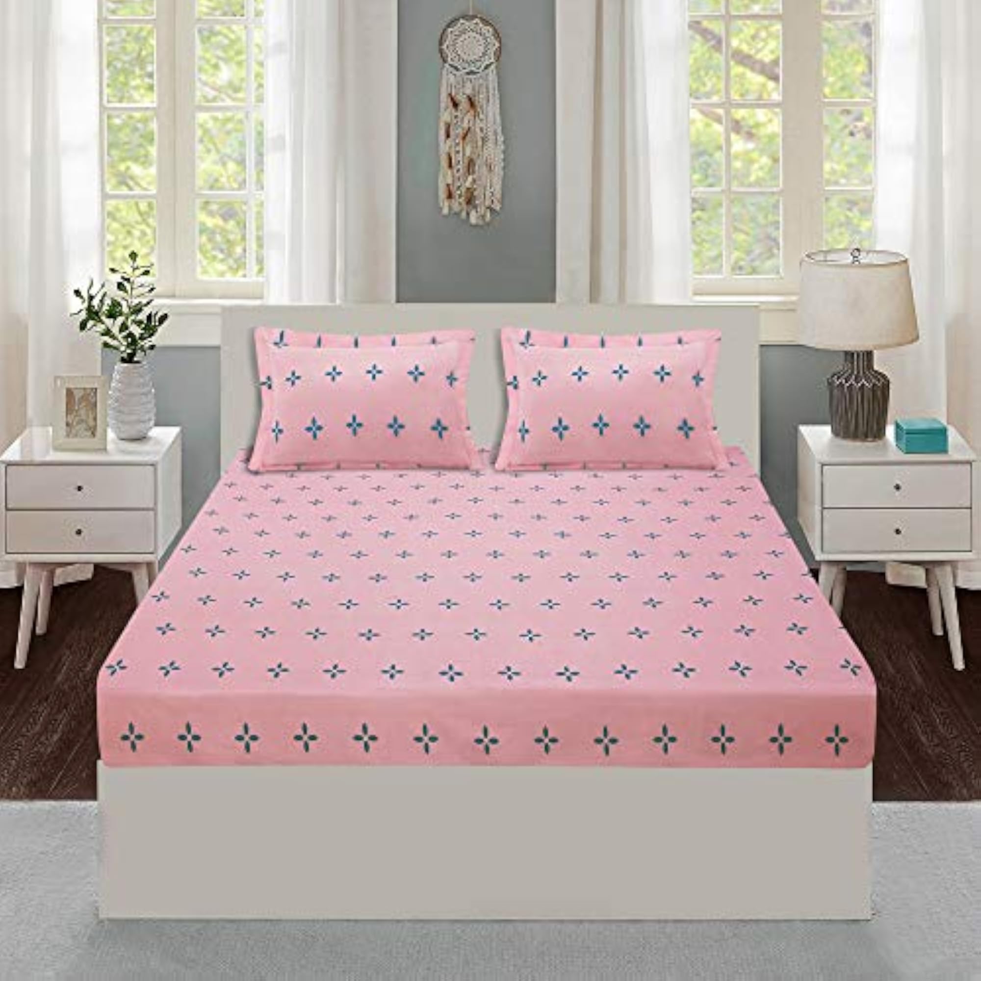 Divine 140 TC Microfiber Double Bed Sheet with 2 Pillow Covers