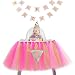 1st Birthday Tutu Skirt for High Chair Decoration for Party Supplies Baby Pink