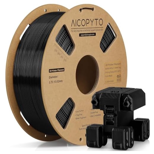 AICOPYTO PETG Filament 1.75mm Black, High Speed 30-600mm/s 3D Printer Filament Rapid PETG Dimensional Accuracy +/- 0.02mm, 1kg Cardboard Spool(2.2lbs) Fits for Most FFF 3D Printers
