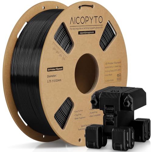 Image of PETG Filament 1.75mm Black, High Speed 30-600mm /s 3D Printer Filament Rapid PETG Dimensional Accuracy + /- 0.02mm, 1kg Cardboard Spool(2.2lbs) Fits for Most FFF 3D Printers