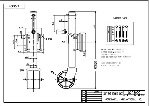 Jeremywell 1500Lbs Trailer Jack With Double Wheel Dual 6-Inch Wheel Swivel Swing-Back Boat Rv Utility #TOP5