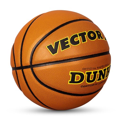 Image of Vector X PU & Composite Leather Indoor /Outdoor Basketball+Butyl Bladder, Practice /Match /Training Play | Durable Rubber Molded with Pebbled Texture Ball Size 7 (Brown, 7, Dunk)