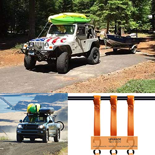 Jchl Soft Loops Tie Down Straps (4Pk) 12,000Lbs Max Strength 18"X1.7" Heavy Duty Motorcycle Tie Downs For Use With Ratchet Strap - Secure Trailering Of Motorcycles, Kayak, Jeep, Atv, Utv #TOP4