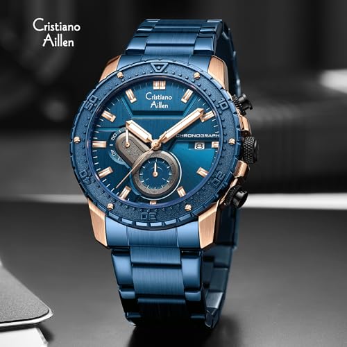 Image of Men's Analog Chronograph Watch for Men with Date Display, Luminous Hands, Water Resistant, Black Dial, Stainless Steel Strap, Casual & Formal Wrist Watch