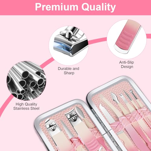 Manicure Set Nail Clippers Kit, 10Pcs Pedicure Set Personal Care Tools, Portable Nail Grooming Kit with Travel Storage Case, Manicure Set for Women Men Gift Set - Image 3
